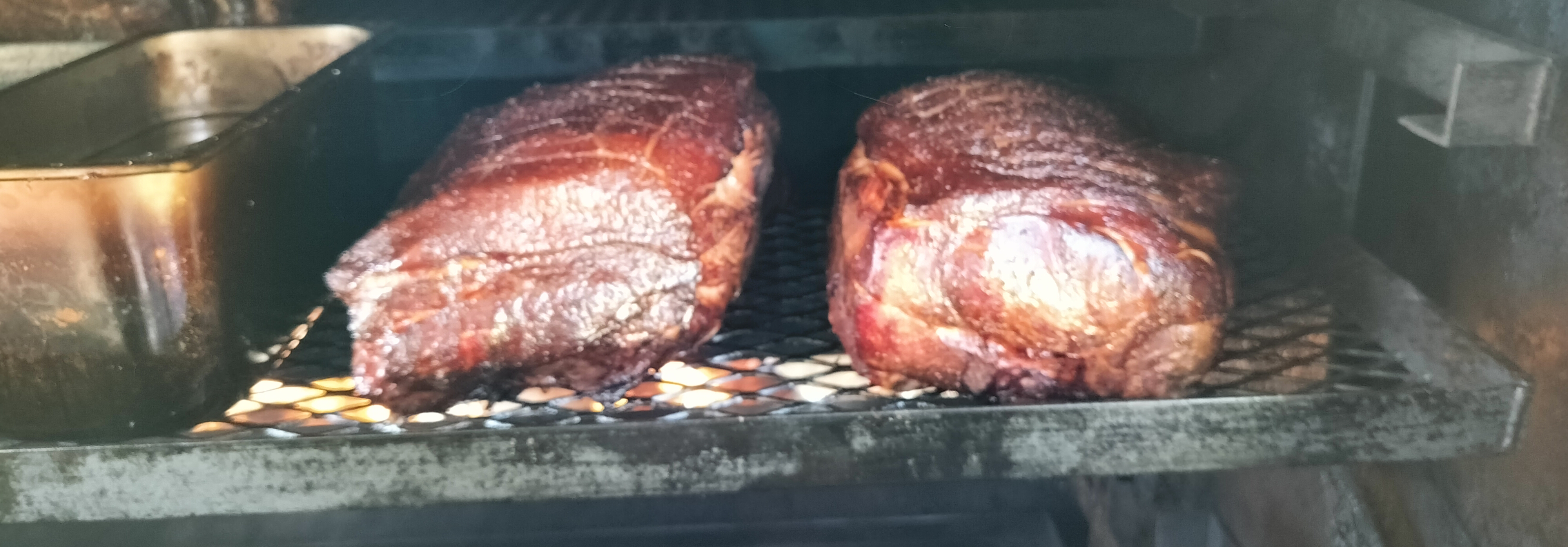 Pork shoulders in the smoker
